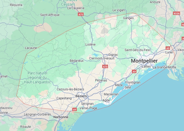 Carte Région Montpellier Béziers Narbonne Aude Hérault